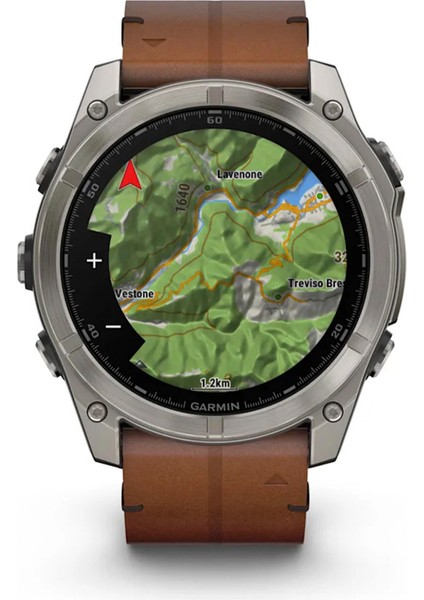Fenix 8 Amoled Sapphire 51MM Gri Titanyum Deri Kayışlı Akıllı Saat
