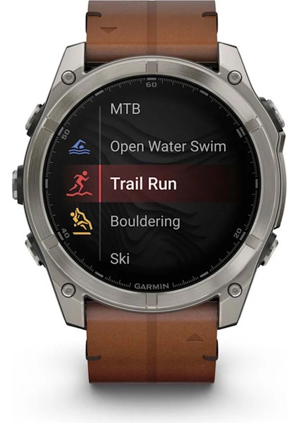 Fenix 8 Amoled Sapphire 51MM Gri Titanyum Deri Kayışlı Akıllı Saat