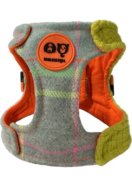 Tartan Gri Köpek Göğüs Tasması