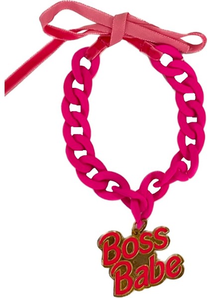 Boss Babe Pembe Köpek Kolye
