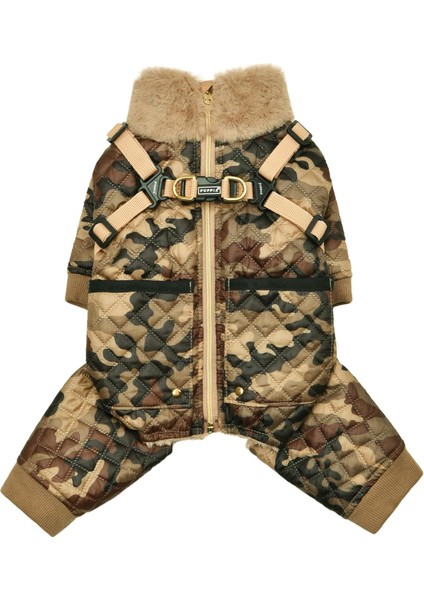 Bylur Jumpsuit Bej Tasmalı Köpek Tulumu