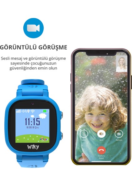 Mavi 5e Esim'li Görüntülü ve Sesli Arama Akıllı Çocuk Saati