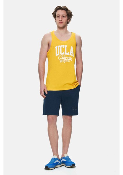 Pebble Sarı Sıfır Kol Oversize Baskılı Erkek Tshirt modelleri