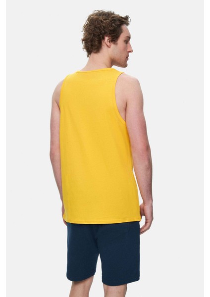 Pebble Sarı Sıfır Kol Oversize Baskılı Erkek Tshirt fırsatları