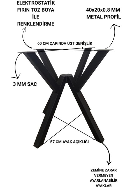 Metal Yuvarlak Masa Yemek Masası Çalışma Masası Ayağı 72 cm Mobilya Ayağı