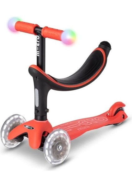MINI2GROW Magic LED Kırmızı 3 Tekerlekli Çocuk Scooter