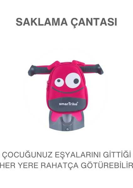 T1 Pembe Oturaklı ve Çantalı 3’ü 1 Arada Çocuk Scooter