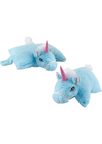 Unicorn Katlanır Mavi Peluş Yastık