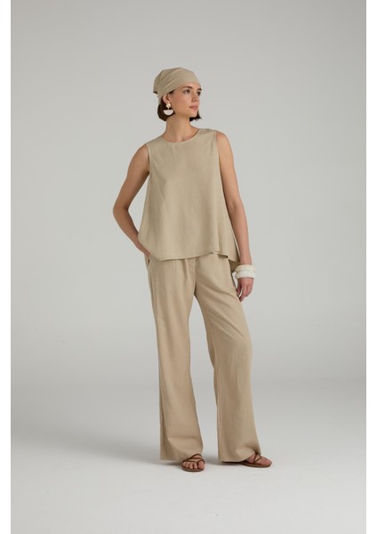 Keten Karışımlı Comfort Fit Pantolon