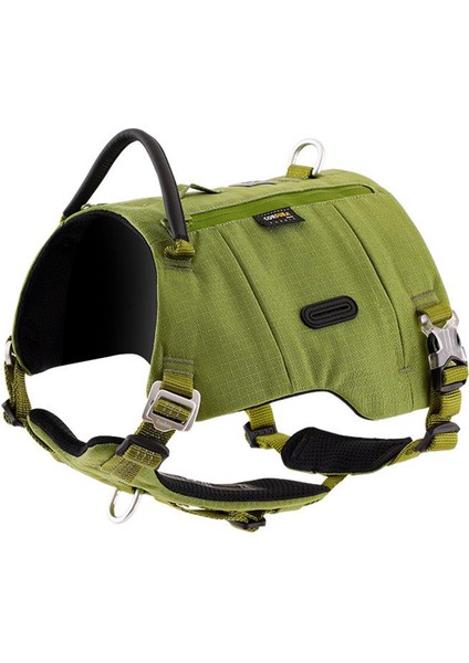 Cordura Kumaşlı Cepli Yeşil Köpek Göğüs Tasması