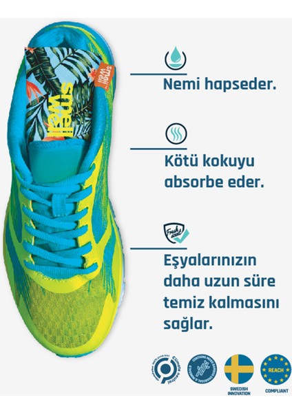 Aktif Tropikal Mavi Ayakkabı Koku Giderici Yastıkçık