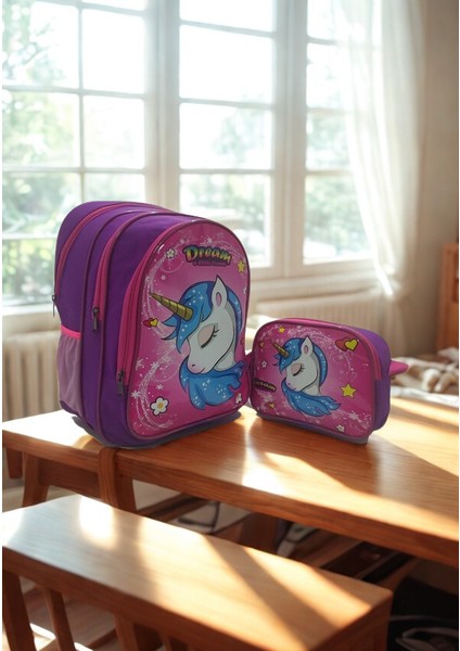 Kız Unicornn Okul ve Beslenme Çantası-Ekonomik