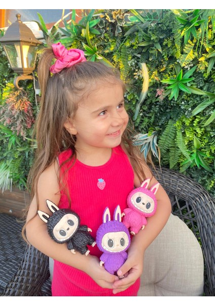 Labubu Figür, 3'lü Set Labubu Figürü, Sevimli Canavar Labubu 13 cm Ayakta Duran