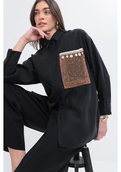 Siyah-File Garnili Gömlek