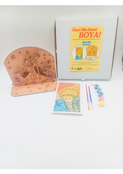 Küçük Prens Ahşap Boyama Aktivite Seti, Kitap Hediyeli Önce Oku Sonra Boya