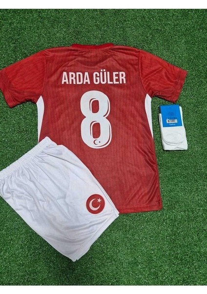 Türkiye A.güler Euro 2024 Avrupa Şampiyonası Çocuk Kırmızı Forması (Forma Şort Çorap)