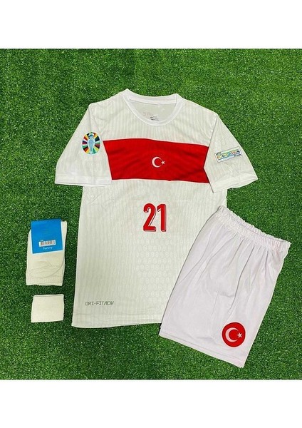 Türkiye 2024 Barış Alper Yılmaz Iç Saha Çocuk Forması 4'lü Set (Euro 2024 Patch) Beyaz fırsatları