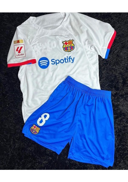 F.c B.a.r.c.e.l.o.n.a 2023-24 Sezon Pedri Beyaz Deplasman Çocuk Forması 3'lü Set fiyatları