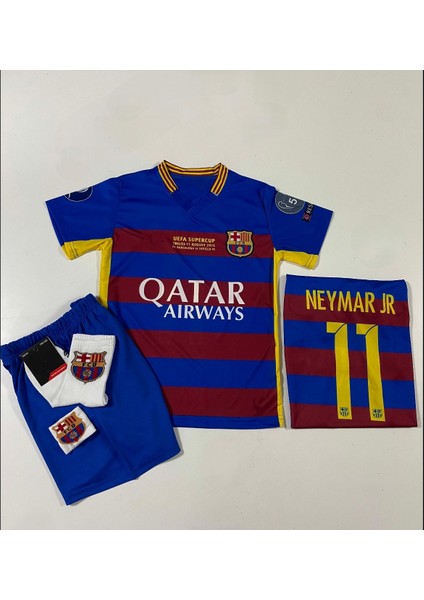 Fc. B.a.r.c.e.l.o.n.a 2015 Süper Kupa Finali Neymar Jr Çocuk Forması (Armalı Set)
