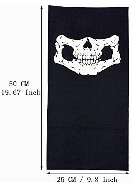 Siyah Renk Dikişsiz Çok Fonksiyonlu Çene Kafatası Yüz Maskesi Baf Buff Bandana Boyunluk Bileklik fırsatları