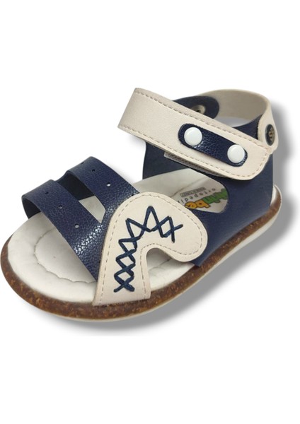 Şirinbebe 1628-20 Anatomik Dikiş Cırtlı Bebek Erkek Sandalet Lacivert BEYAZ18-20