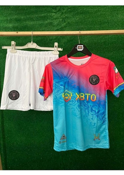 Lionel Messi Inter/miami Özel Tasarım Çocuk Mavi-Pembe Forması (Şort Çorap Forma) modelleri