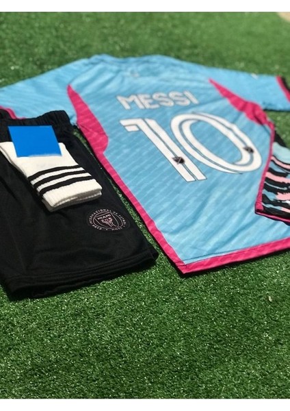 Lionel Messi Inter Miami Özel Tasarım Çocuk Pembe Desenli Forması (Şort Çorap Forma) modelleri