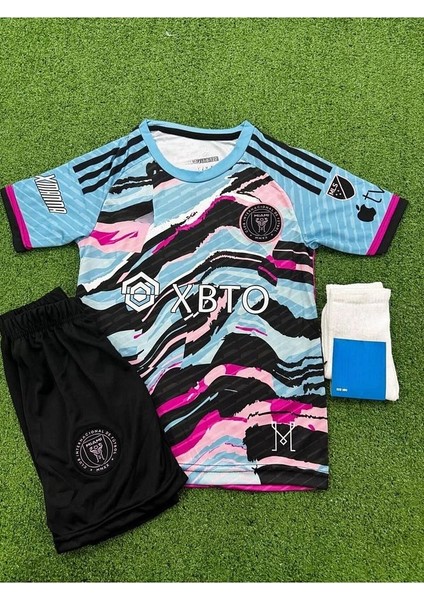 Lionel Messi Inter Miami Özel Tasarım Çocuk Pembe Desenli Forması (Şort Çorap Forma) fırsatları