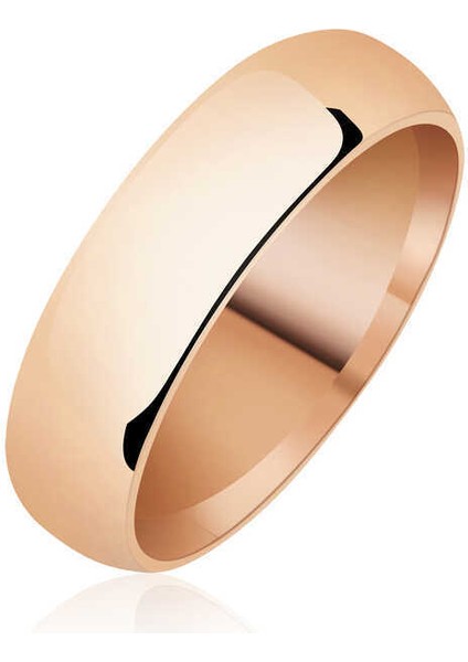 5 mm Düz Bombeli Rose Gümüş Alyans - 25
