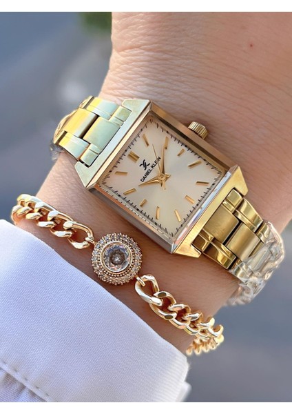 Çelik Kordon 30 mt Suya Dayanıklı 2 Yıl Garantili Kadın Kol Saati+Bileklik BYN.10816.3