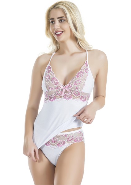 Çapraz Askılı Güpür Dantelli Atlet Külot Takım 080