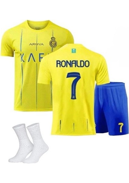 Fc.al-Nassr Sarı Ronaldo Mavi 3 Lü Set Çocuk Forması Yeni Sezon Forma