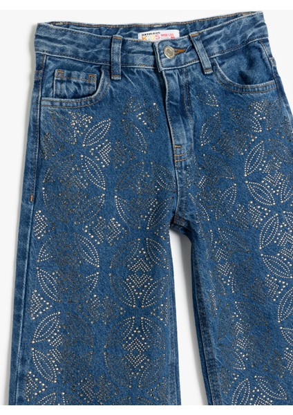 Yeni Sezon Pamuklu Cep Detaylı Geniş Paça Denim Pantolon modelleri