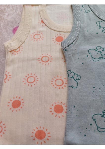 Unisex Erkek Bebek Kız Bebek 2'li Yenidoğan %100 Pamuklu Badi Çıtçıtlı Kolsuz Zıbın