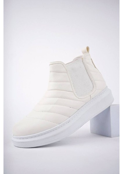 ET205 Boston Bağcıksız Cilt Erkek Spor Bot Bt - Beyaz indirimleri