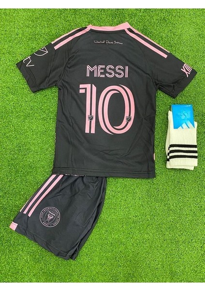 Lionel Messi Inter/miami Özel Tasarım Çocuk Siyah Pembe Desenli Forması (Şort Çorap Forma) fiyatları