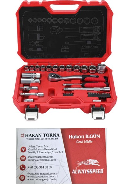 -Arm- Profesyonel 3/8 Lokma Takımı Seti 34 Parça S2 Çelik