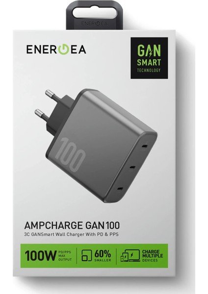 Ampcharge GAN100 2 Adet 100W Type-C ve 1 Adet 35W Type-C Çıkışlı Hızlı Şarj Aleti indirimleri