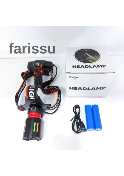 30W Gücünde Şarjlı Kafa Lambası – 2000 Lümen, Zoom Odaklı, 4 Mod, Su Geçirmez