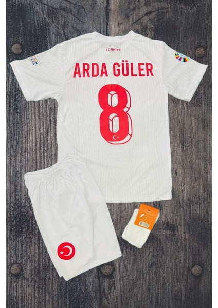 Türkiye 2024 Avrupa Şampiyonası A.r.d.a Güler Beyaz Çocuk Forması (Forma Şort Çorap)