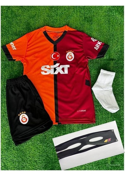 2024/25-BARIŞ-ALPER 53 Iç Saha Çubuklu Çocuk Forması 4 Lü Set Maske Hediyeli