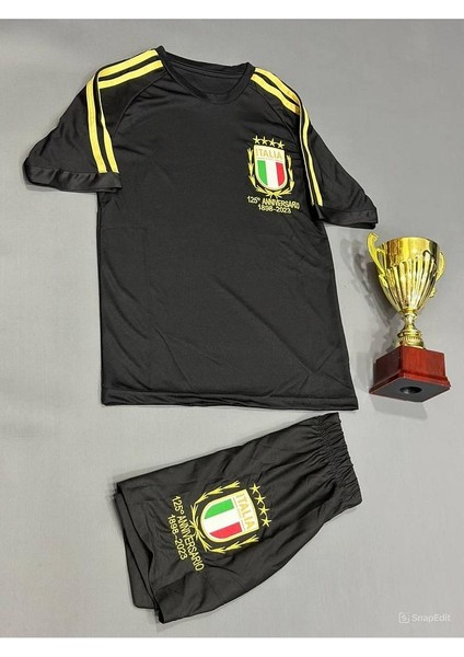 Italya 125.YIL Özel Tasarım Siyah Çocuk Forması