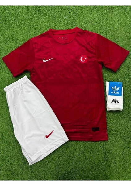 Euro 2024 Türkiye Hakan Çalhanoğlu 10 Numara Çocuk 4'lü Set Hediyeli Kırmızı Milli Takım Forması Red fiyatları