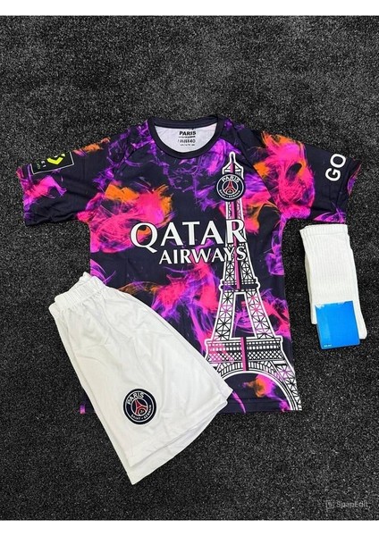 P.s.g 2023/24 Yeni Sezon Mbappe 7 Eyfel Desenli Çocuk Özel Konsept 3 Lü Set T-Shirt fiyatları