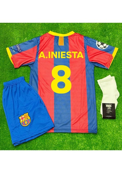 F.c. Barcelona 2010/11 Şampiyonlar Ligi Finali #8 Iniesta Çocuk Futbol Forması 3'lü Set fiyatları