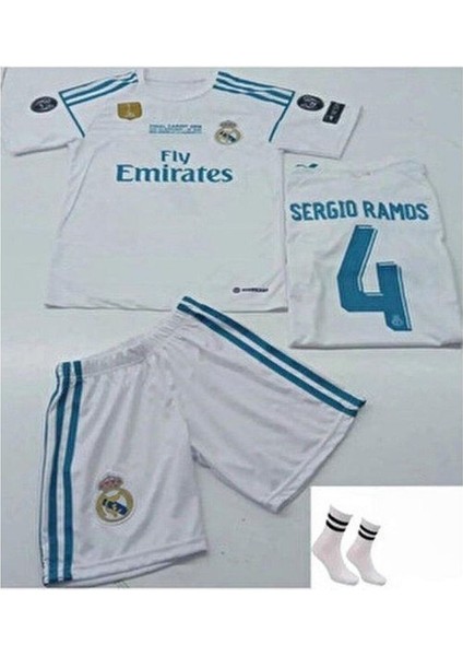 Real Madrid Sergio Ramos Çocuk Futbol Forması Takımı 3 Lü Set Cardif 2017/2018 Sezon fiyatları