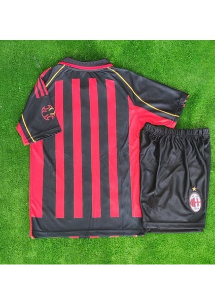 Ac Milan 2008/9 Sezon Retro Futbol Çocuk Forması 3'lü Set (Siyah)