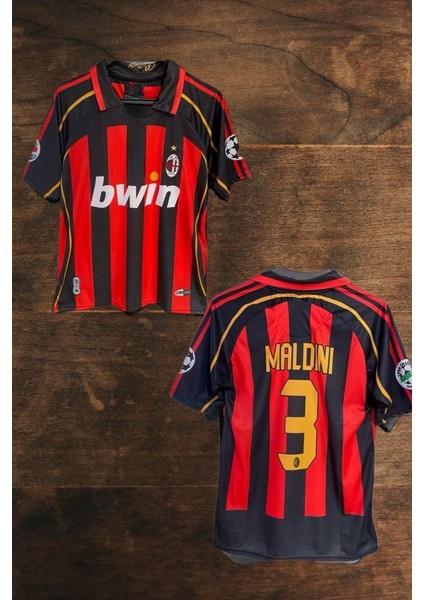 Maldini 3 Retro Milan Kırmızı/siyah Çubuklu Forması