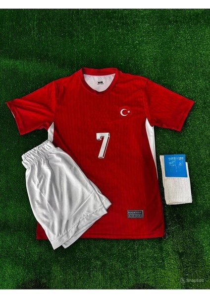 Türkiye Euro 2024 Kerem Aktürkoğlu 7 Kırmızı Iç Saha Çocuk Forması 3 Lü Set