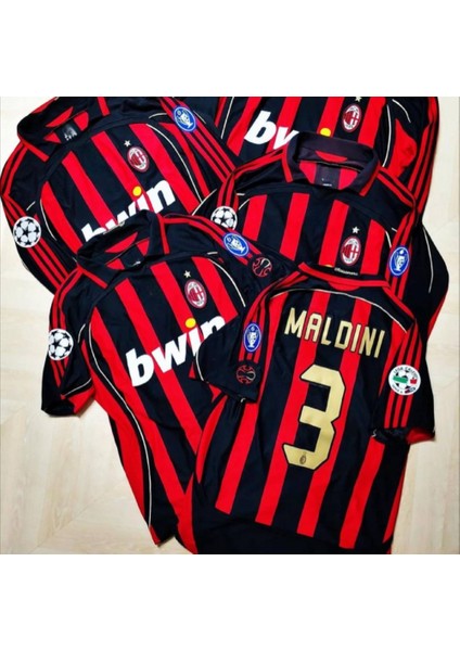 Ac Milan 2008/9 Sezon Retro Maldini #3 Futbol Çocuk Forması 3'lü (Siyah)